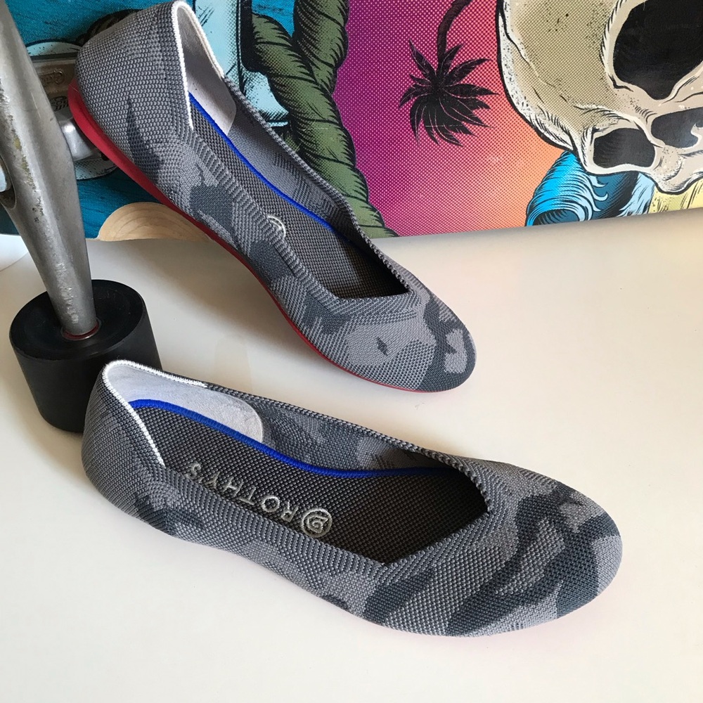 Rothy's The Flats Grey Camo Round Toe Sz 9